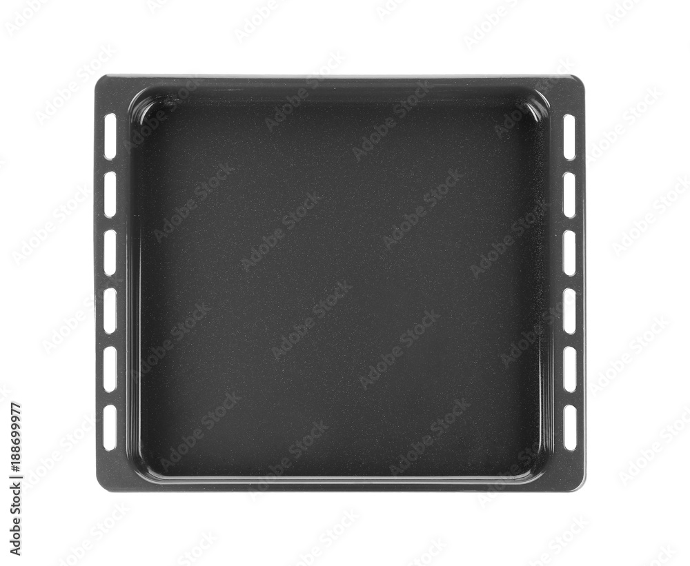 Empty baking sheet for oven on white background Empty baking sheet for oven on white background