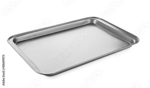 Empty baking sheet for oven on white background