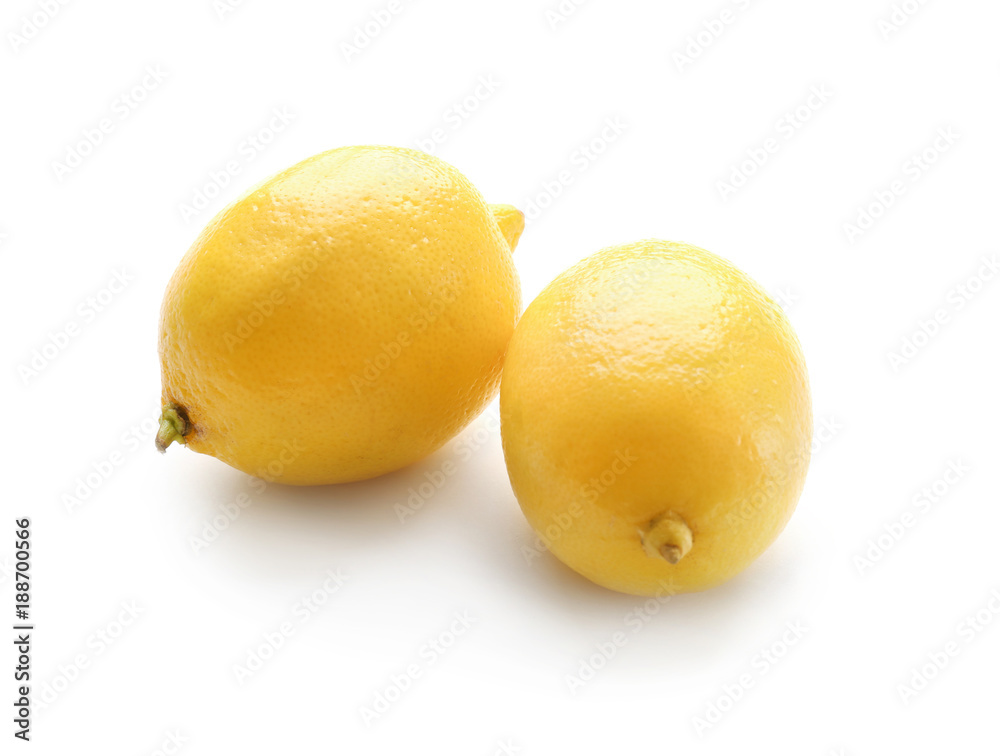 Fresh ripe lemons on white background Fresh ripe lemons on white background