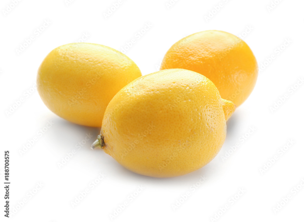 Fresh ripe lemons on white background Fresh ripe lemons on white background