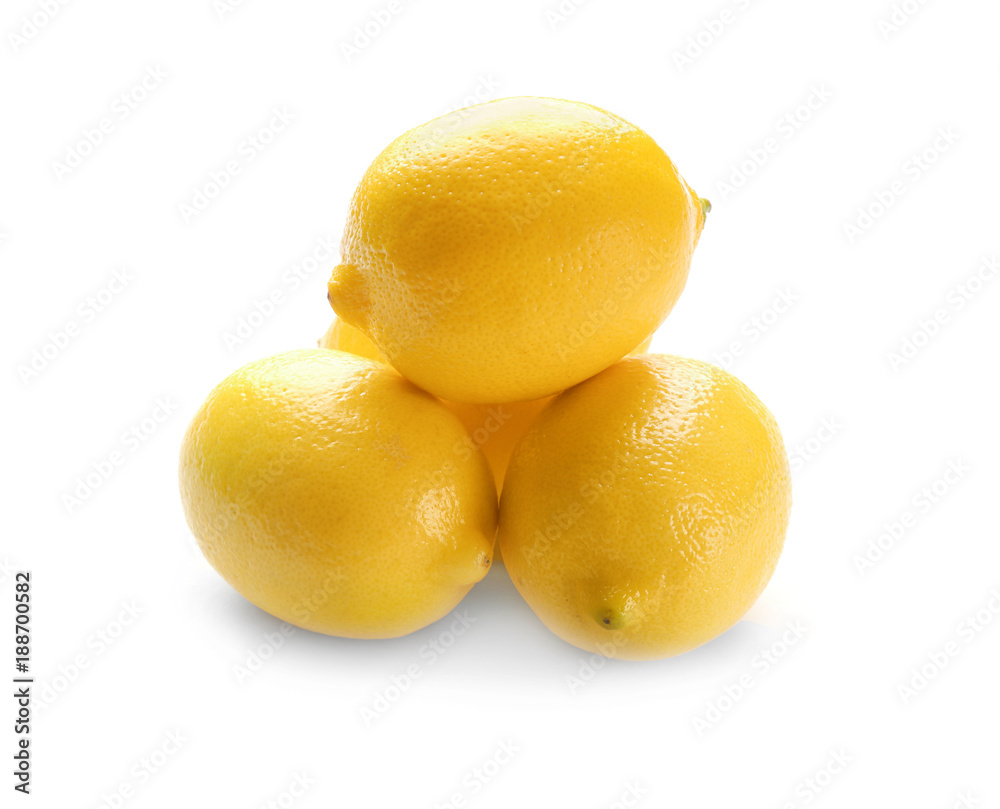 Fresh ripe lemons on white background Fresh ripe lemons on white background