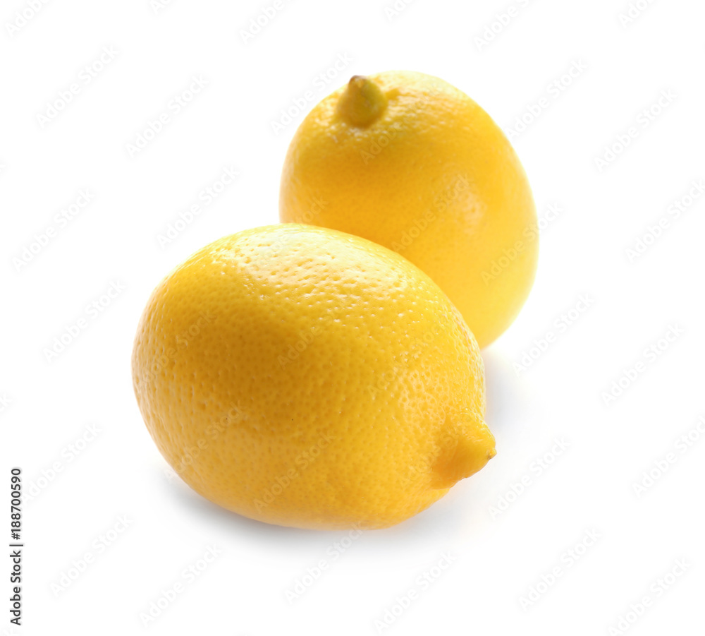 Fresh ripe lemons on white background Fresh ripe lemons on white background
