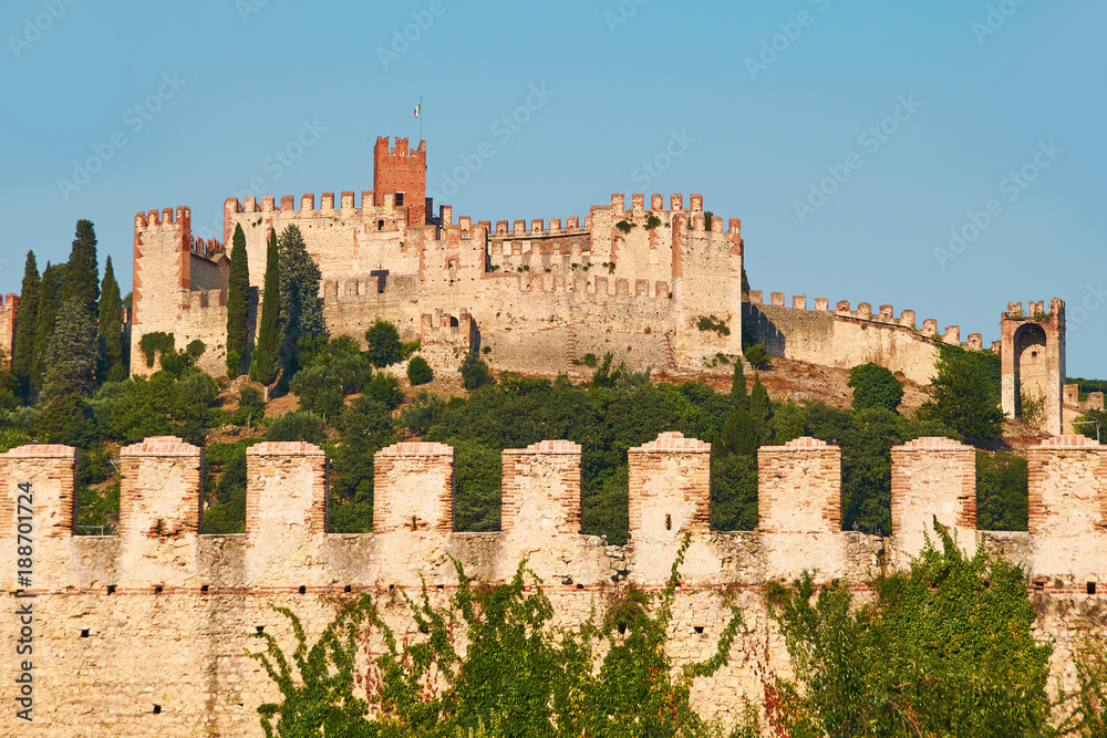 View of beautiful medieval town of Soave