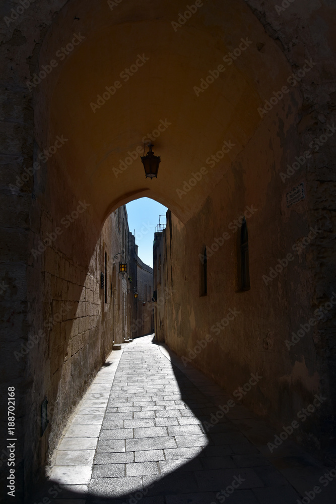 Narrow street in Mdina - the old Maltese capital