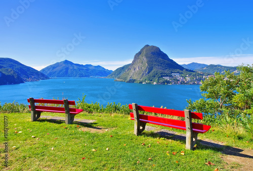 Luganersee und Monte San Salvatore, Schweiz - Lake Lugano and Monte San Salvatore