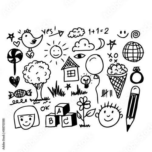 Children hand draw doodle icon