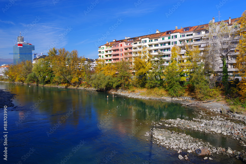 Arve River in Geneva, Switzerland, Europe
