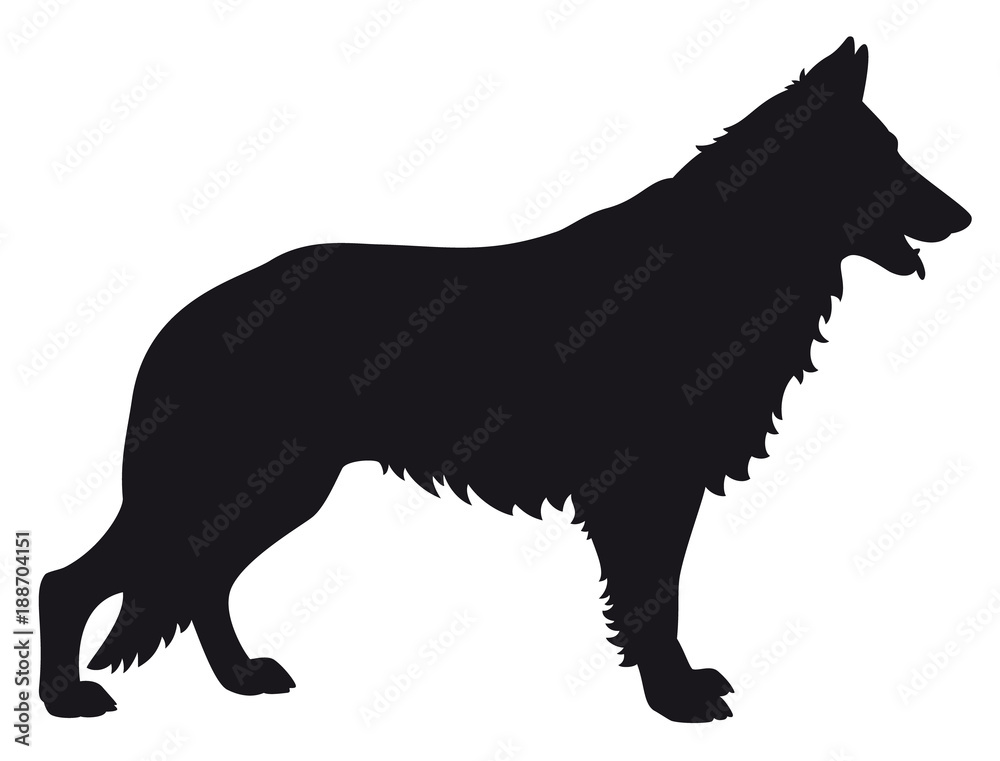 German Shepherd - Vector black dog silhouette isolated