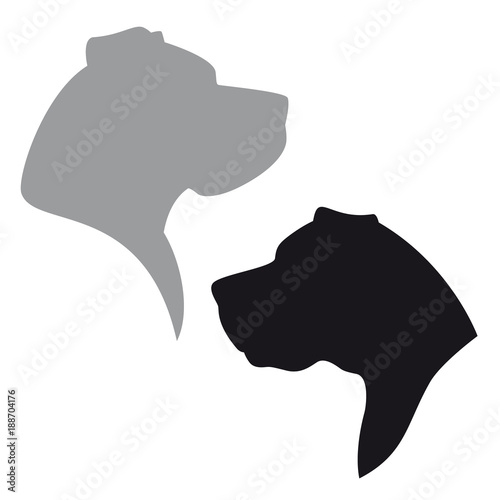 Great Dane Head Logo - Vector black dog silhouette set isolated