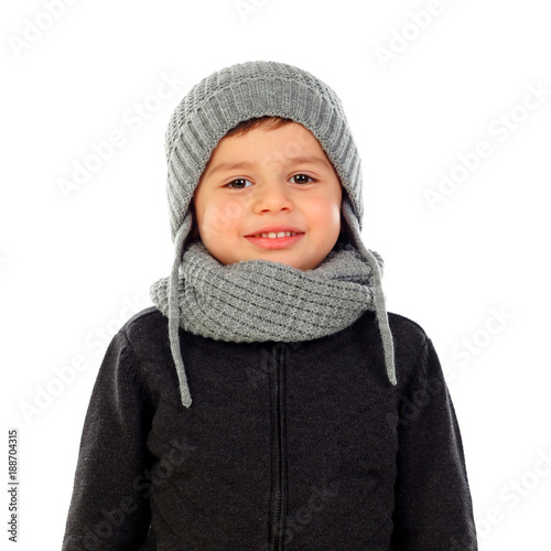 Beautiful child with wool scarf and coat
