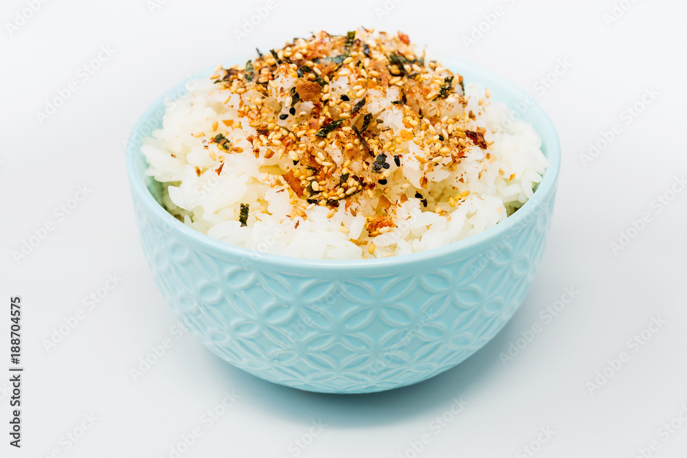 white rice with sesame isolated on background white rice with sesame isolated on background