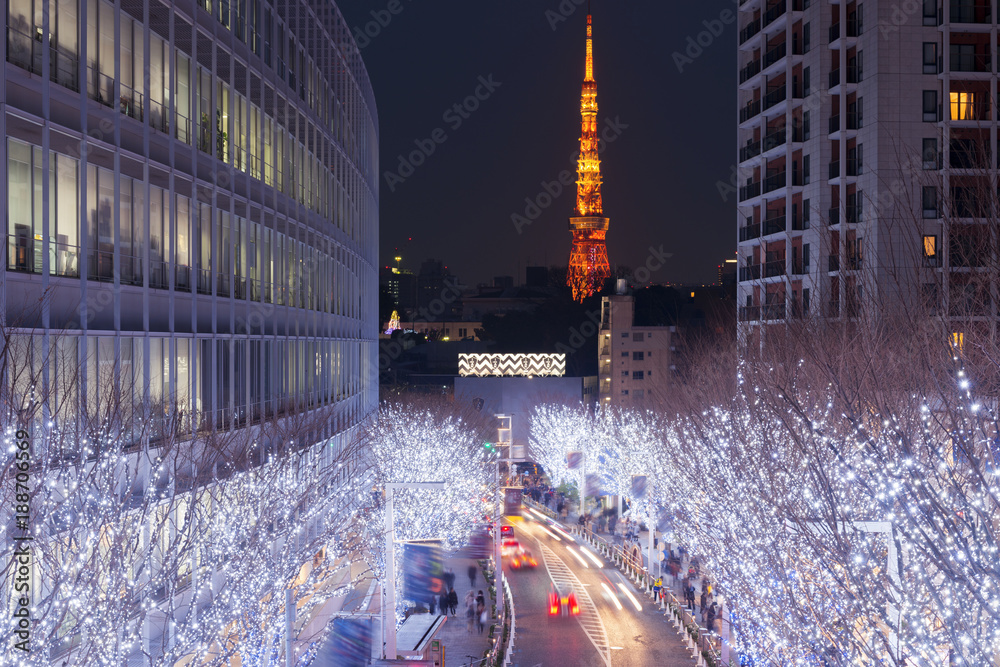 Obraz premium Oświetlenie ulicy Roppongi Keyakizaka