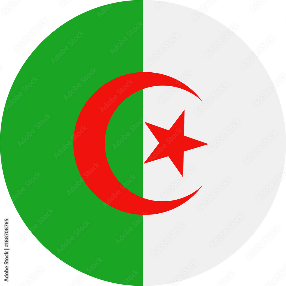 Algeria Flag Vector Round Flat Icon Algeria Flag Vector Round Flat Icon