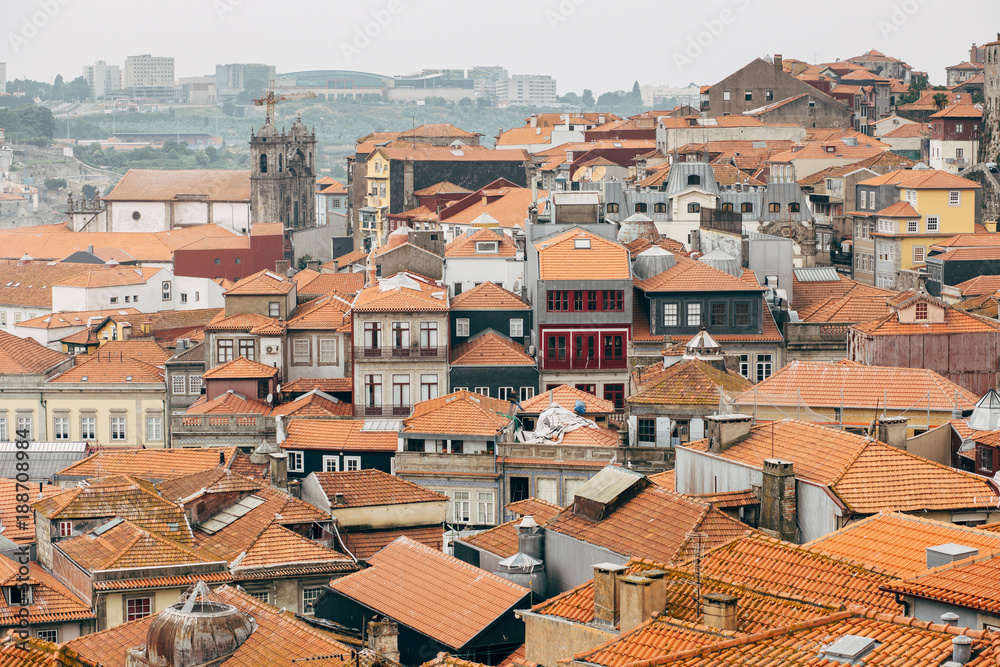 Rooftops of old city of Porto in Portugal.