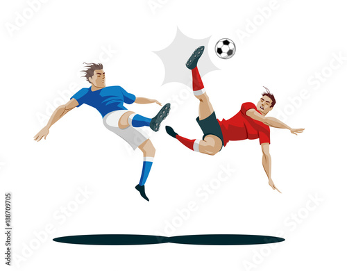 Players are fighting for the ball. Vector Illustration
