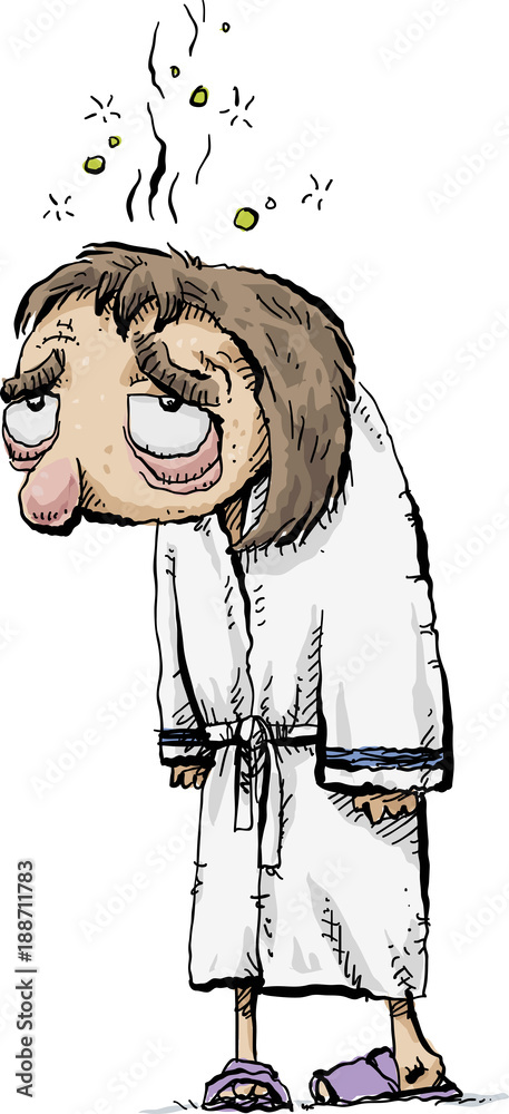 A cartoon woman in a bathrobe looking very sick from cold and flu. Stock Vector | Adobe Stock A cartoon woman in a bathrobe looking very sick from cold and flu. Stock Vector | Adobe Stock
