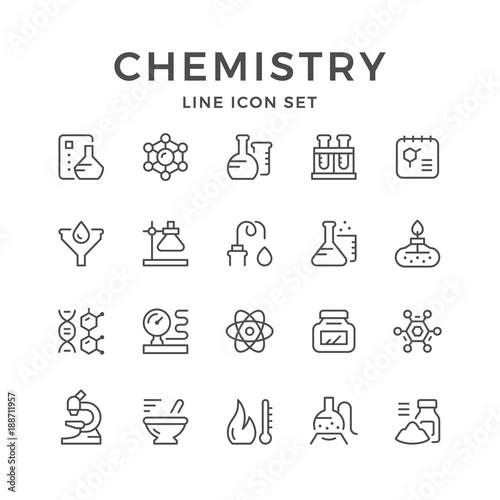 Set line icons of chemistry