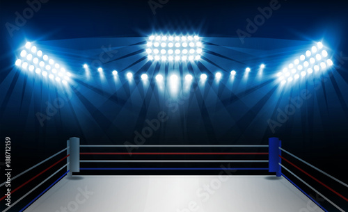 Boxing ring arena and floodlights vector design. Vector illumination photo