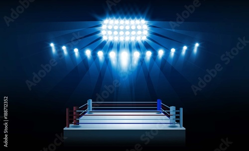 Boxing ring arena and floodlights vector design. Vector illumination