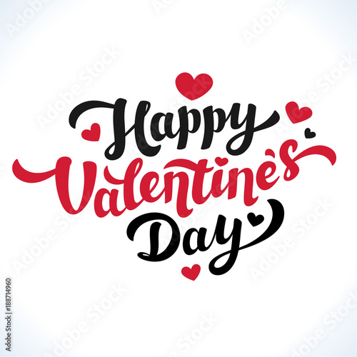 Happy Valentines Day Lettering. 14th of february greeting card. Black and Red...