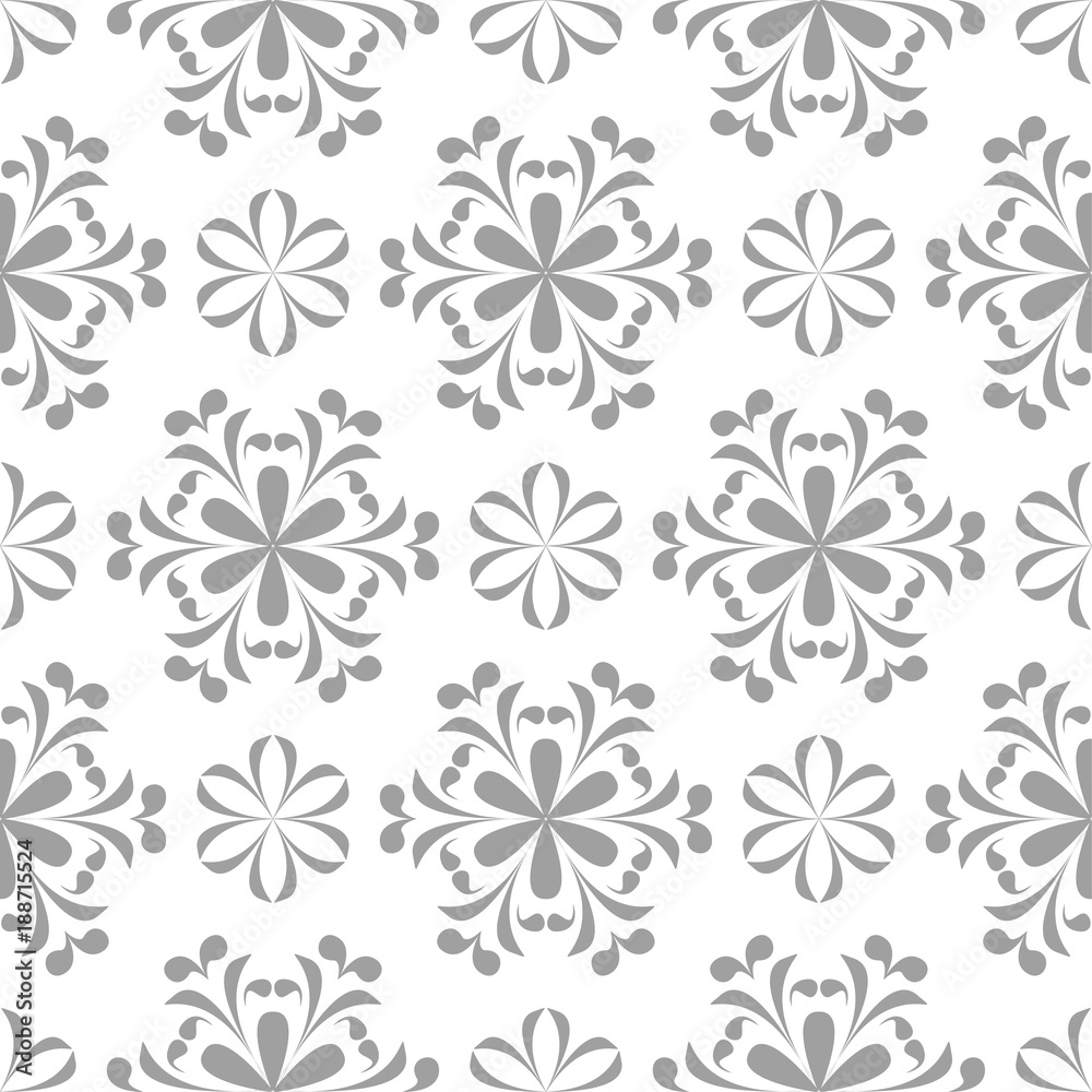 Gray floral seamless pattern on white background Gray floral seamless pattern on white background
