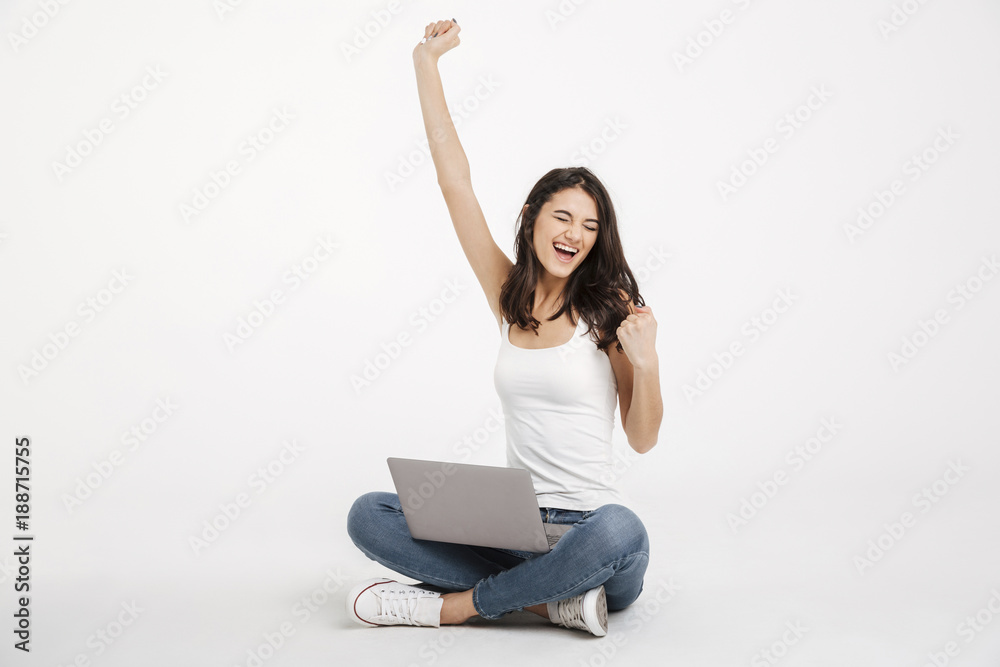 Portrait of a satisfied girl dressed in tank-top Portrait of a satisfied girl dressed in tank-top