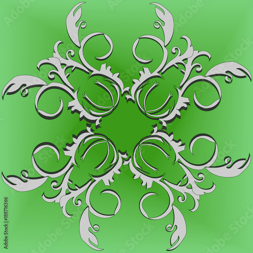 curls on a light green background