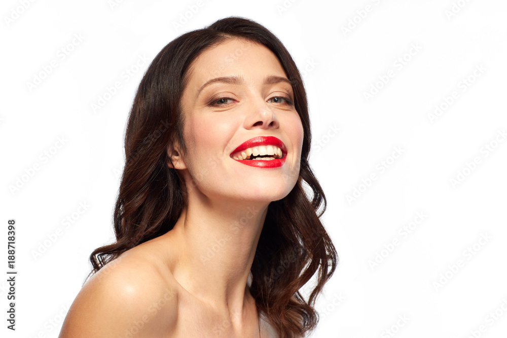 beautiful smiling young woman with red lipstick beautiful smiling young woman with red lipstick