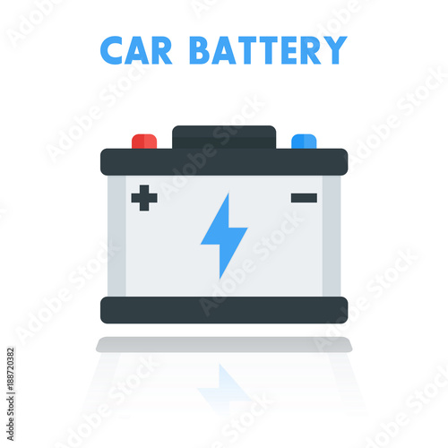 car battery icon in flat style over white