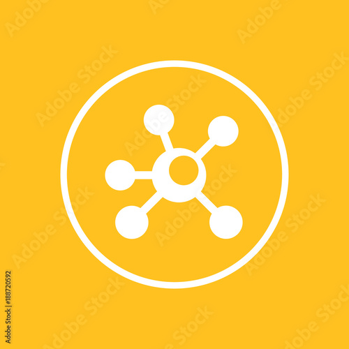 Connections icon in circle, vector illustration