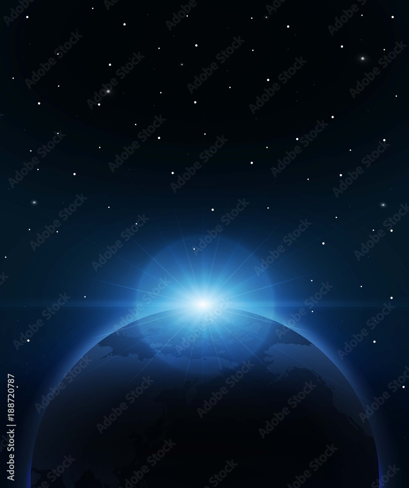 Fototapeta premium Planet earth with sunrise. vector illustration