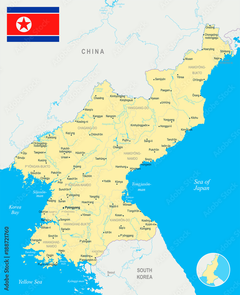Fototapeta premium North Korea Map - Detailed Vector Illustration