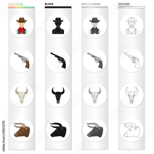 Pasture, rodeo, farm and other web icon in cartoon style. America, Texas, animals, icons in set collection.