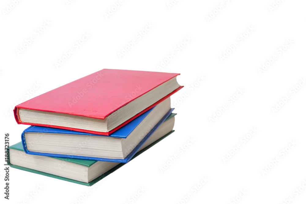 Books on white background, isolate. Books on white background, isolate.