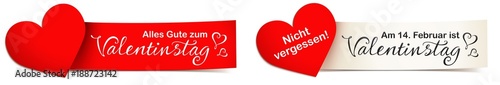 Valentinstag Termin, Gruß - Banner Set mit Herz Karte, Zettel und Kalligraphie photo