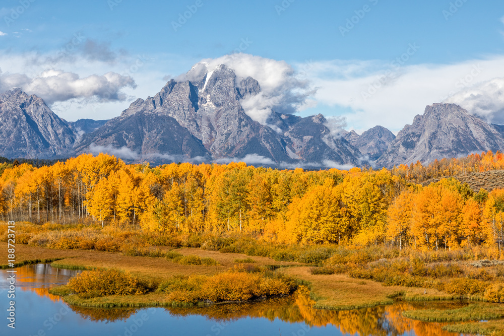 Scenic Fall Landscape Reflection in the Tetons