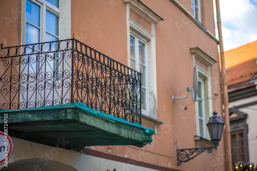 Balcony in old european city street