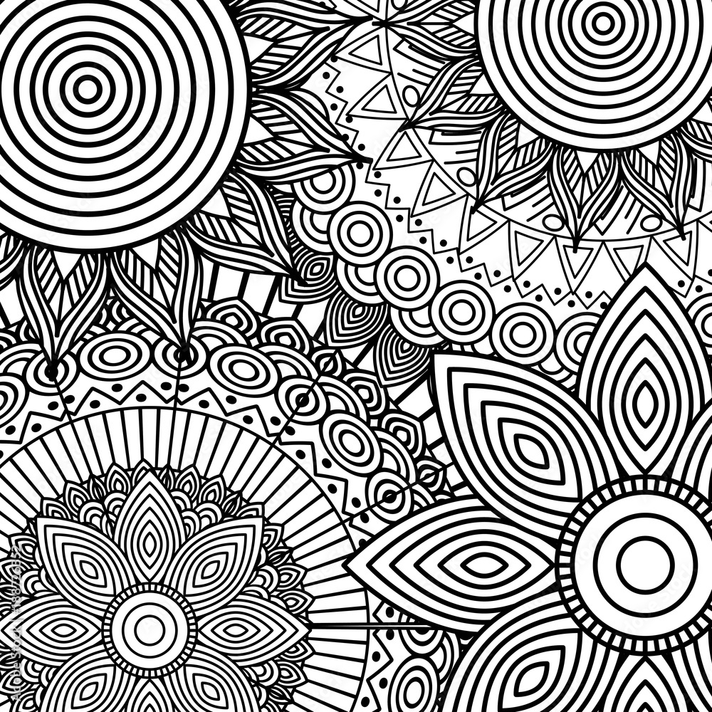 tribal ethnic floral mandala sketch pattern for coloring page Stock ...