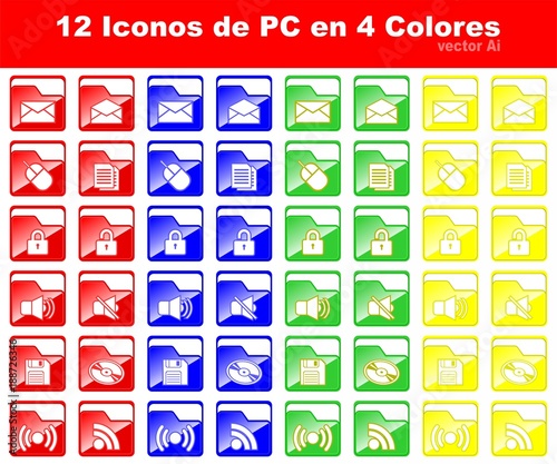 12 Iconos de PC en 4 Colores