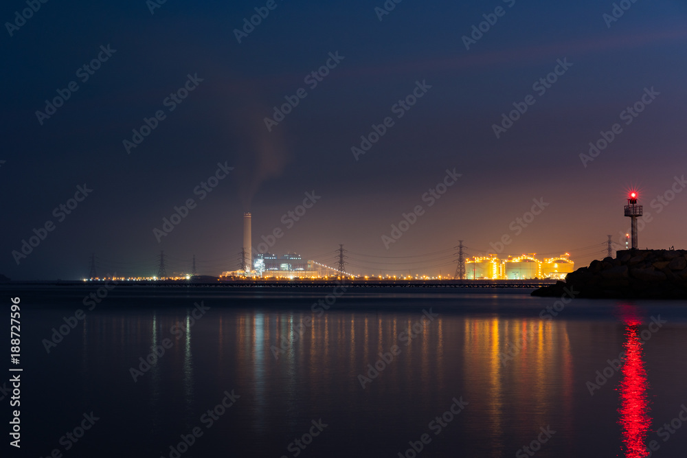 Oil and gas refinery plant area at twilight

