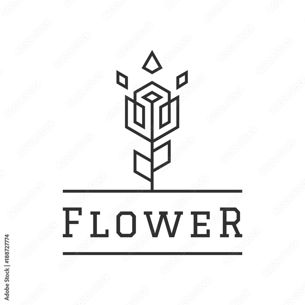 Flower Creative Logo Design Linear Style Simple Template Icon Vector Illustration Flower Creative Logo Design Linear Style Simple Template Icon Vector Illustration