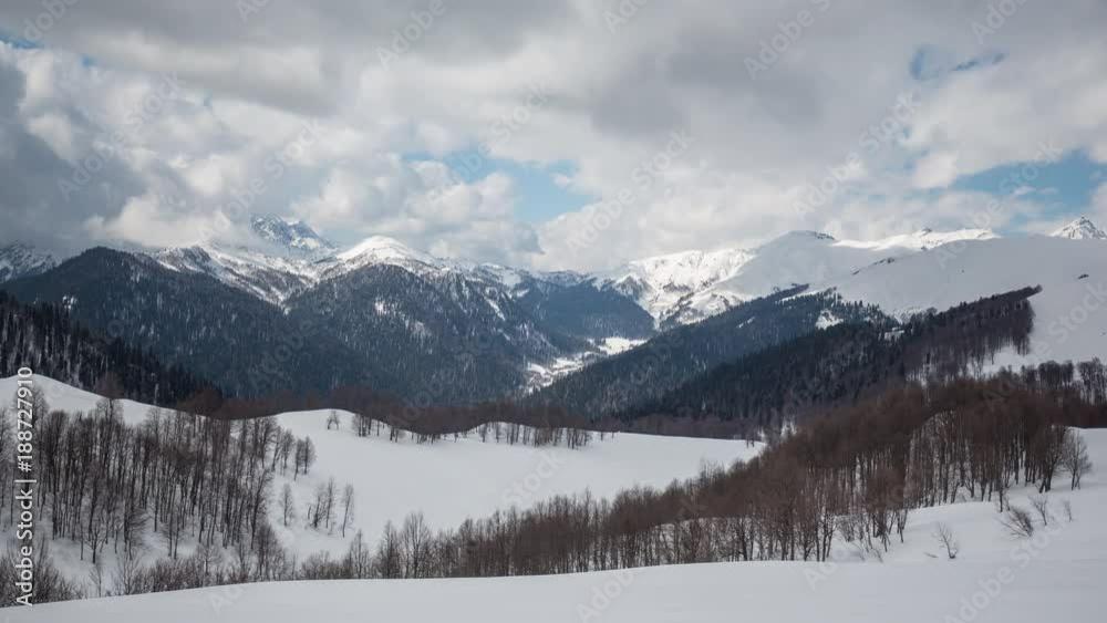 Wide Winter Mountain scenery Panorama. Zoom In Wide Winter Mountain scenery Panorama. Zoom In