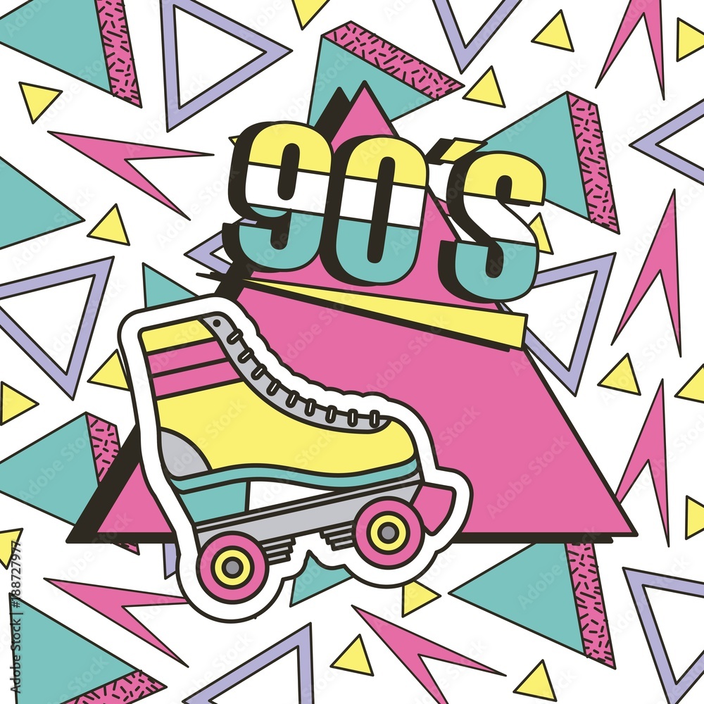 Fototapeta premium the 90s roller skate memphis geometric abstract design vector illustration