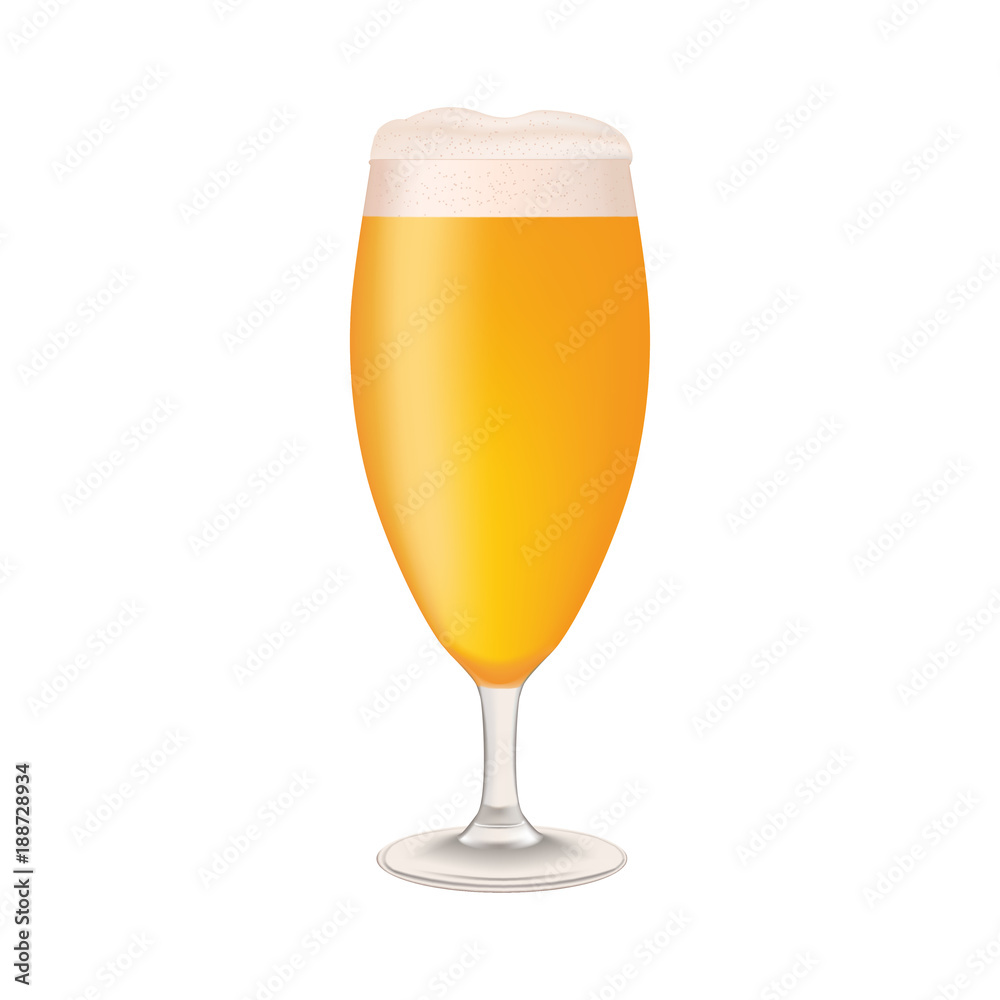 Realistic glass of beer isolated on white background. Vector illustration Realistic glass of beer isolated on white background. Vector illustration