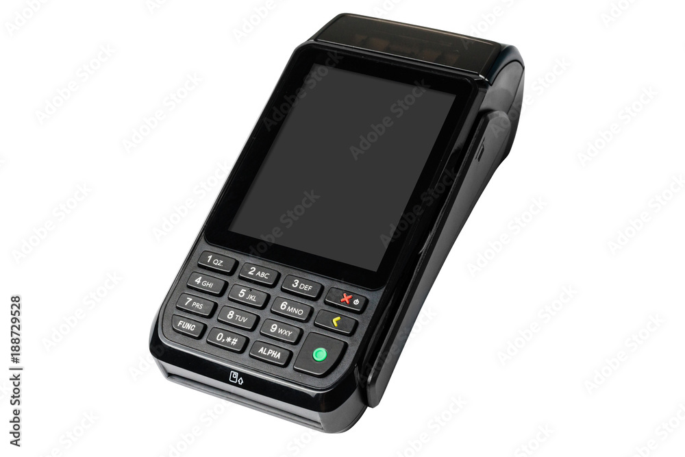 POS payment terminal isolated on white POS payment terminal isolated on white