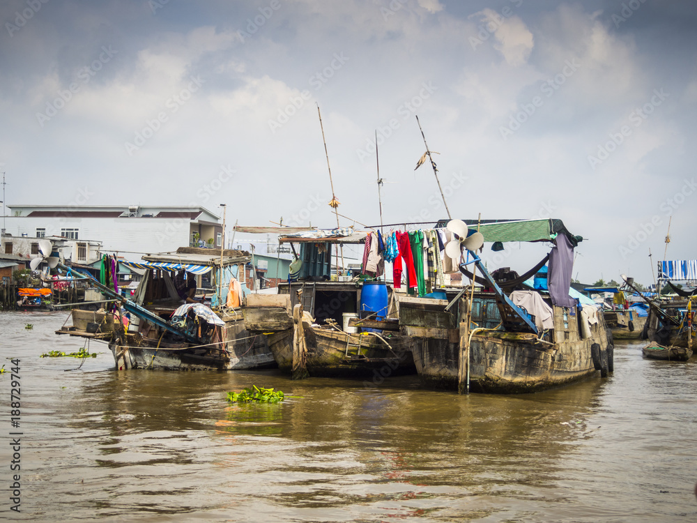 Boats at the Mekong delta