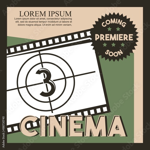 cinema coming soon poster film strip countdown vector illustration