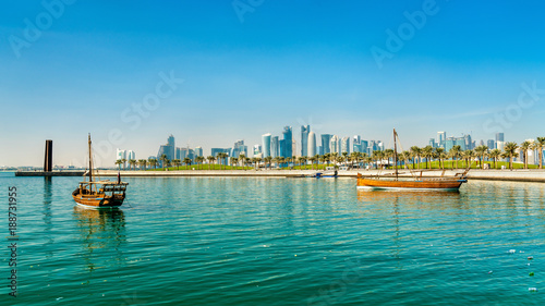 Traditional arabic dhows in Doha, Qatar