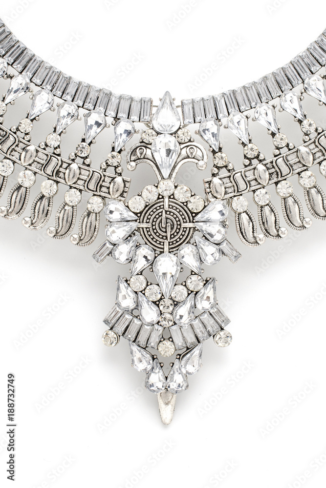 Obraz premium Vintage necklace in Boho style with diamonds isolated on white
