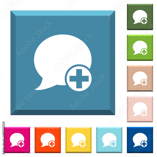 Post blog comment white icons on edged square buttons